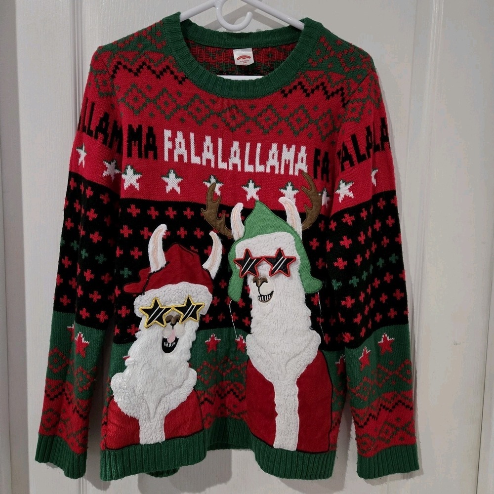 Womens Llama Ugly Christmas Sweater 2xl  Sz 18. Holiday Party Llama Glasses